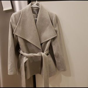 👀LOOKING H&M Light grew wool blend belted Coat SM